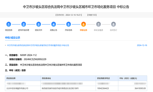 中創(chuàng)子公司北京中創(chuàng)成功續(xù)標(biāo)沙坡頭區(qū)城市環(huán)衛(wèi)市場(chǎng)化服務(wù)